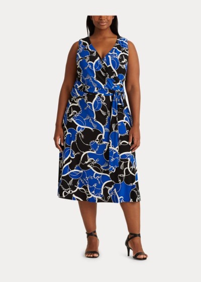 Women's Ralph Lauren Print Tie-Waist Midi Dresses | 032846BZV